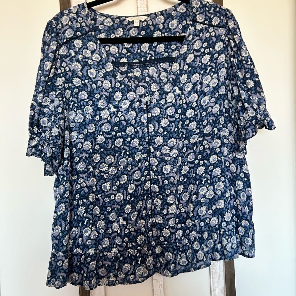 Lucky Brand Navy Floral Blouse